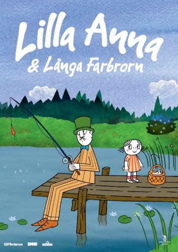 Lilla Anna och Långa farbrorn fiskar vid en brygga