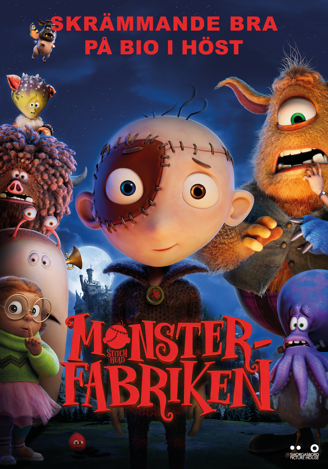 En monsterkille med stora stygn i ansiktet